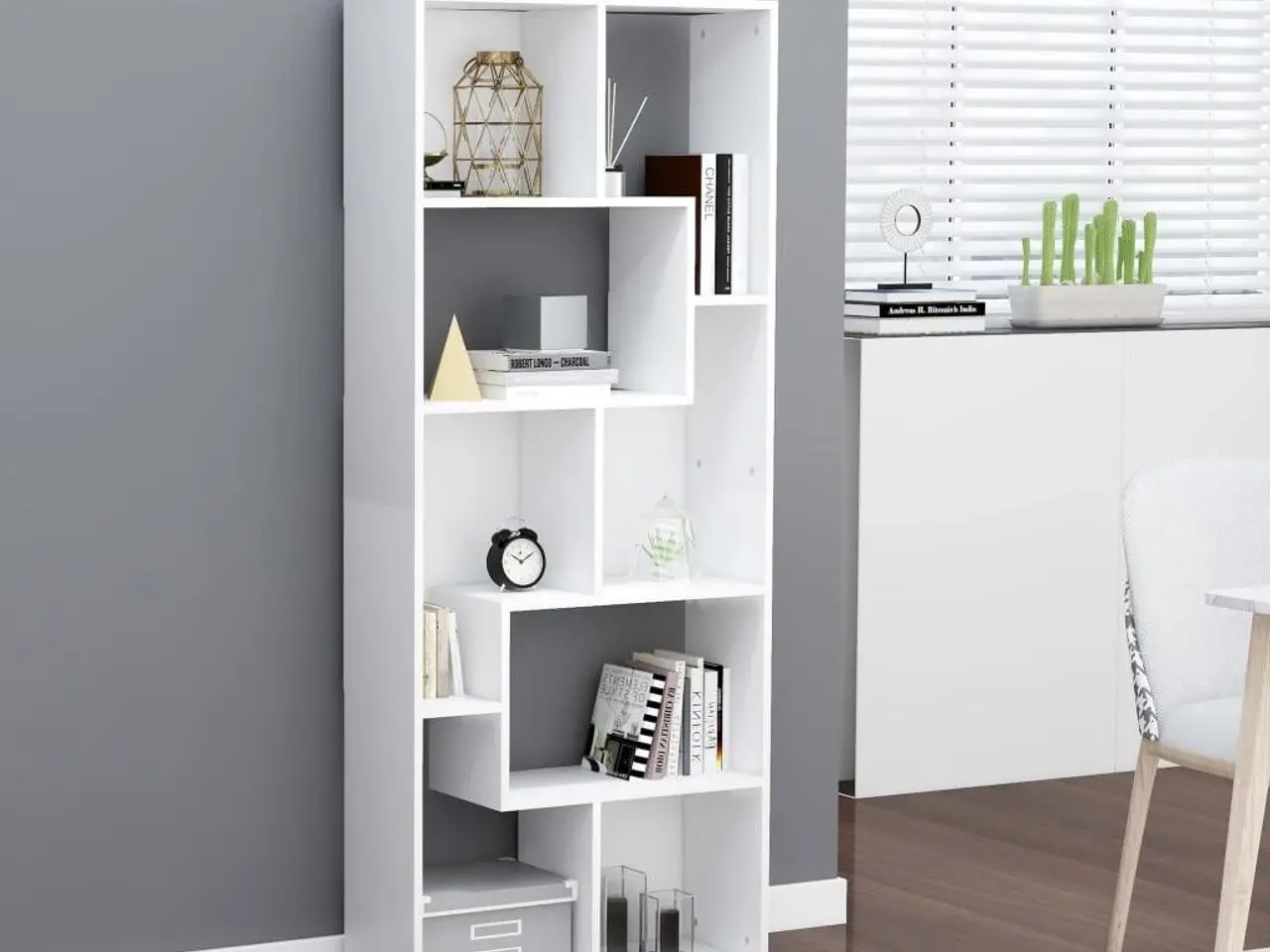 Billede 1 - Bogreol 67x24x161 cm konstrueret træ hvid
