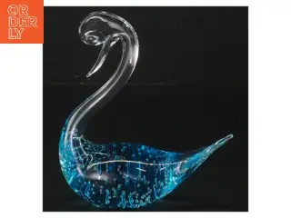 Glas svane figur (str. 11x5x12 cm)fra holmegaard