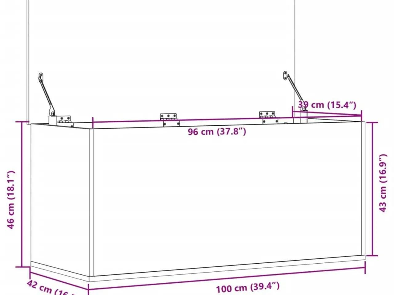 Billede 11 - Opbevaringsboks 100x42x46 cm konstrueret træ hvid