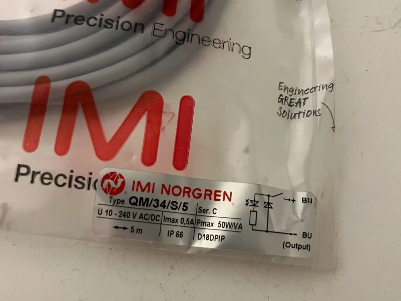 Billede 2 - IMI Norgren QM/34/S/5 Reed kontakt Sensor 5m AC/DC