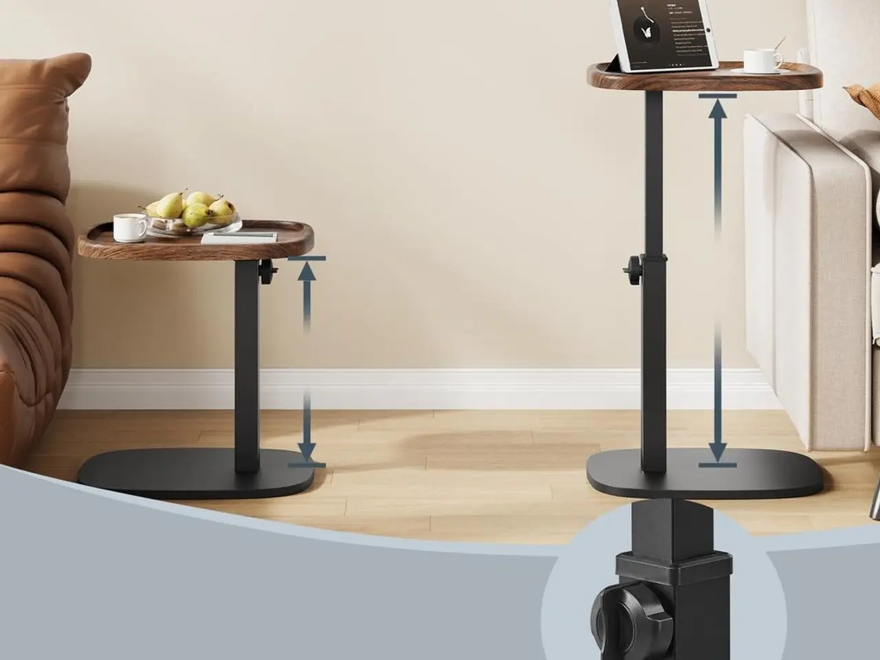 Billede 7 - C-formet sidebord med justerbar højde - Walnut Brown/Ink Black