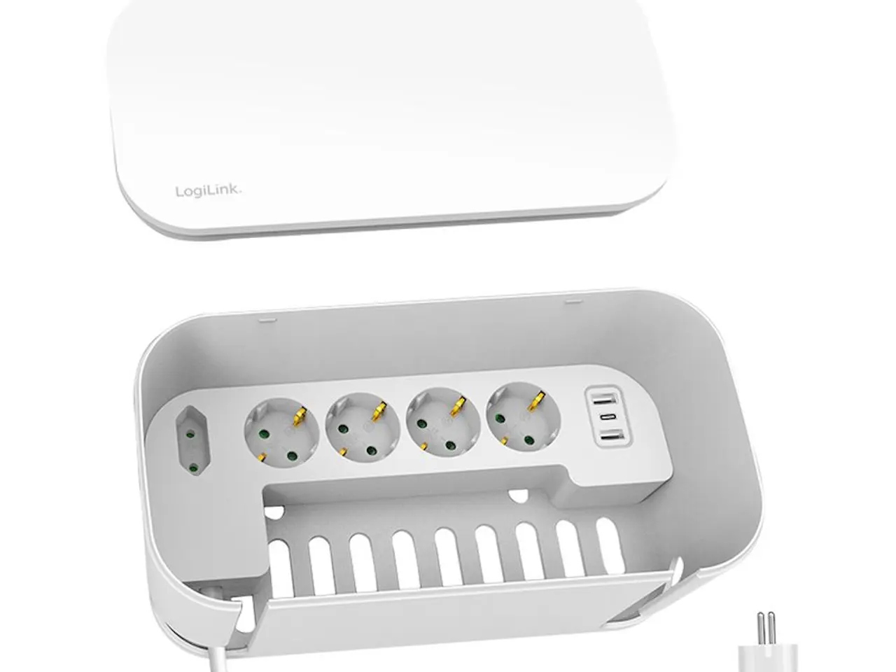 Billede 4 - Stikdåse med kabelskjuler LogiLink 5x Schuko + 3x USB, 1,5 m