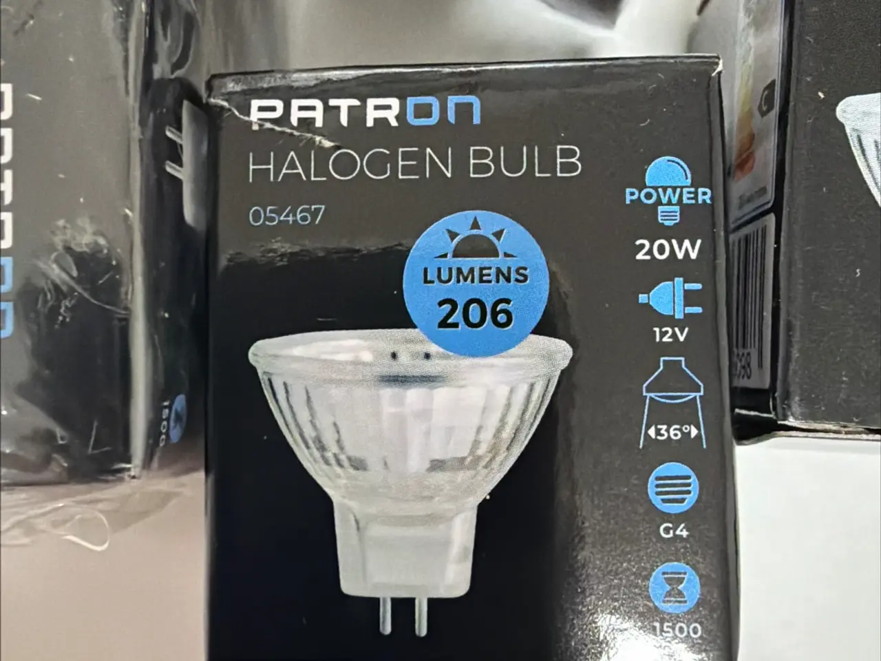 Billede 2 - 7 stk. PATRON halogenspot G4 – 12V / 20W – Ubrugte