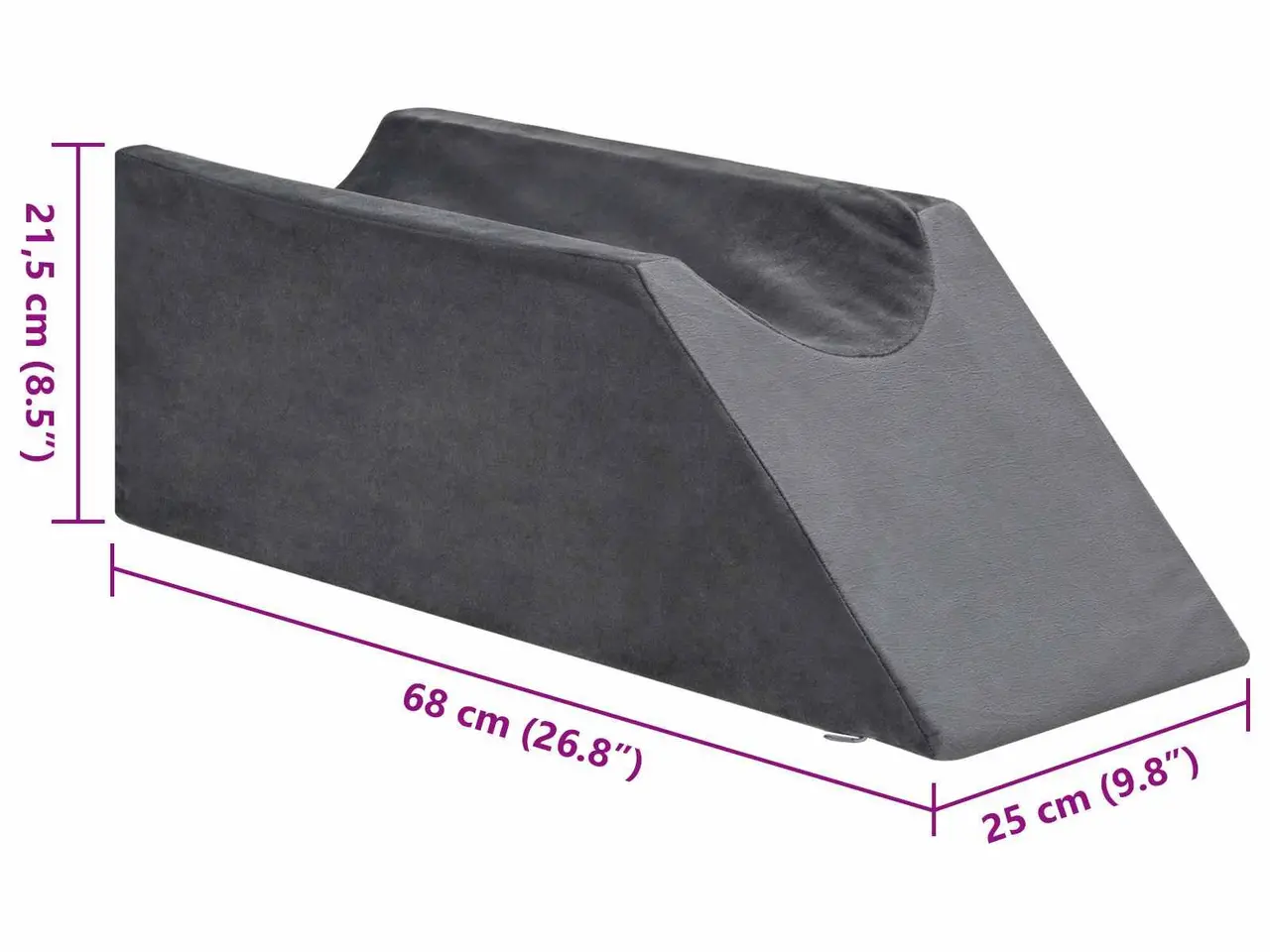 Billede 9 - Benpude i kileform 68 x 25 x 21,5 cm - grå