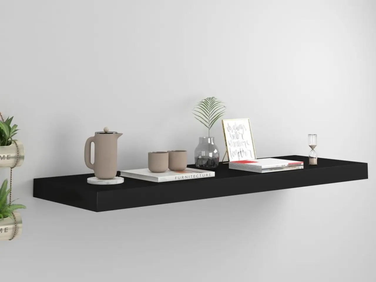 Billede 1 - Væghylde 80 × 23,5 × 3,8 cm - MDF, sort