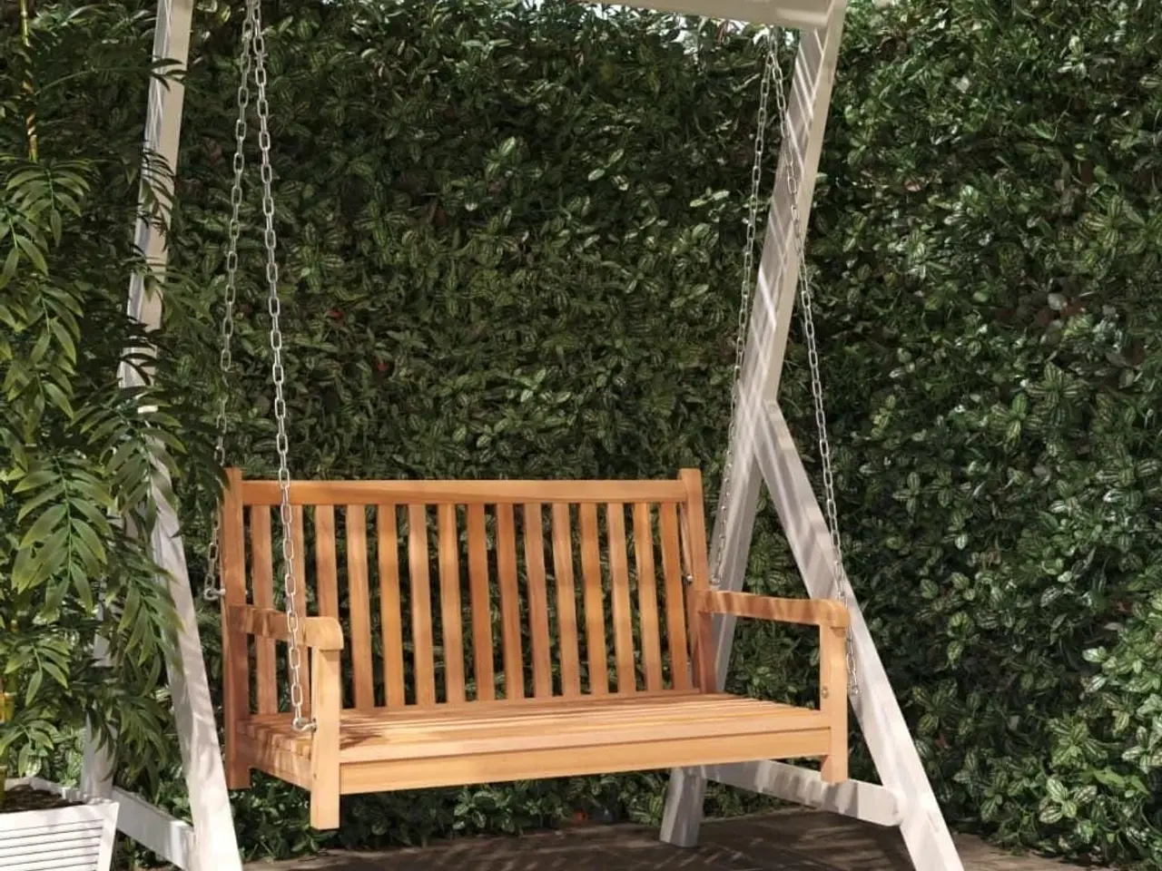 Billede 1 - Gyngebænk i massivt teaktræ 114×60×64 cm - hængesofa til haven