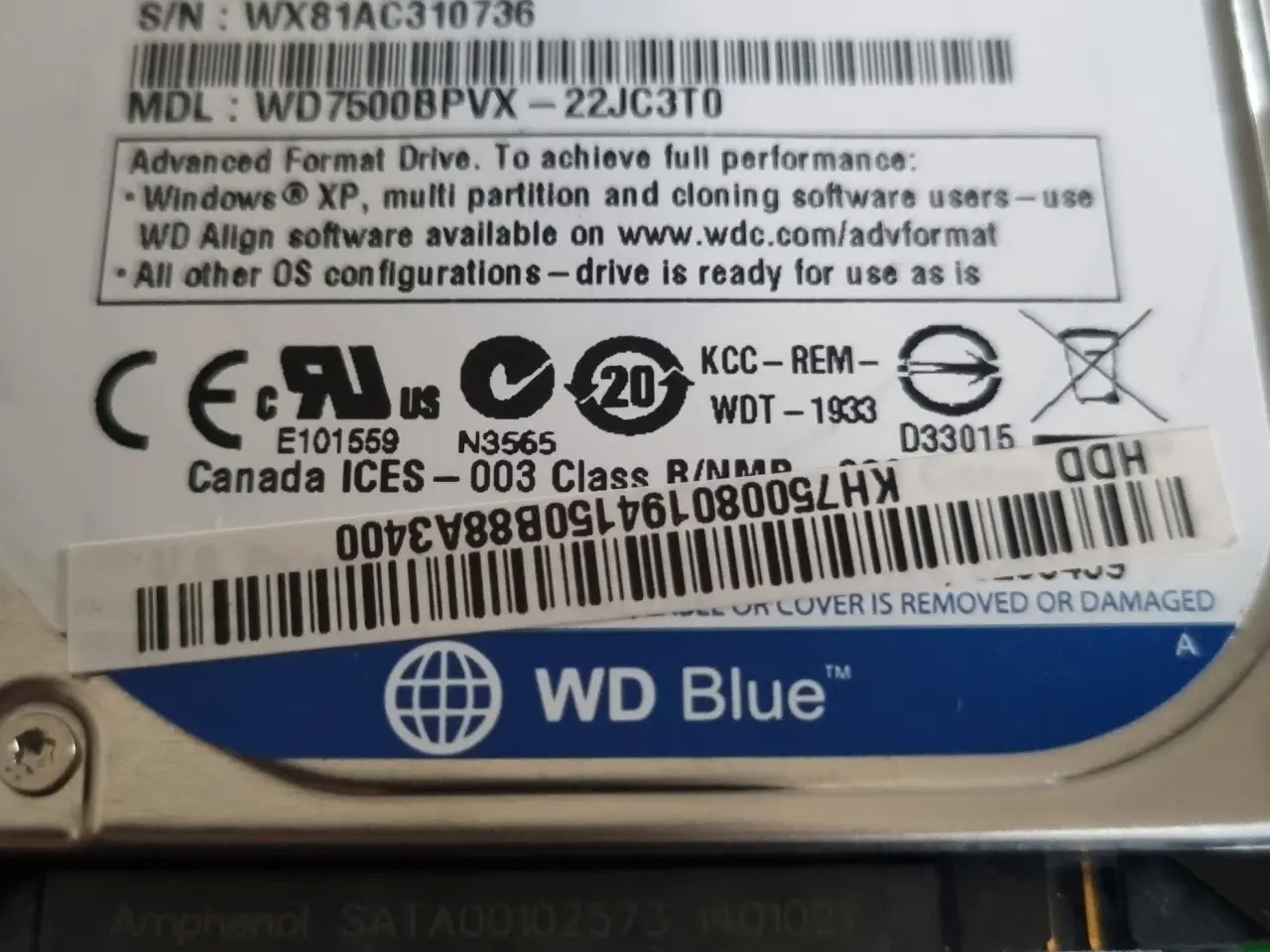 Billede 1 - WD 750GB 2.5" harddisk!