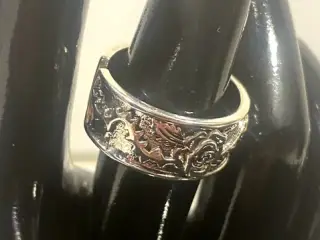 * Sterlingsølv; Antik fingerring - med blå sten