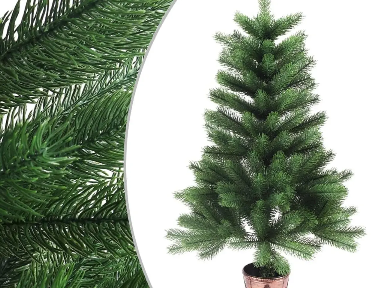 Billede 1 - Kunstigt juletræ med naturtro nåle og krukke - 90 cm, grøn