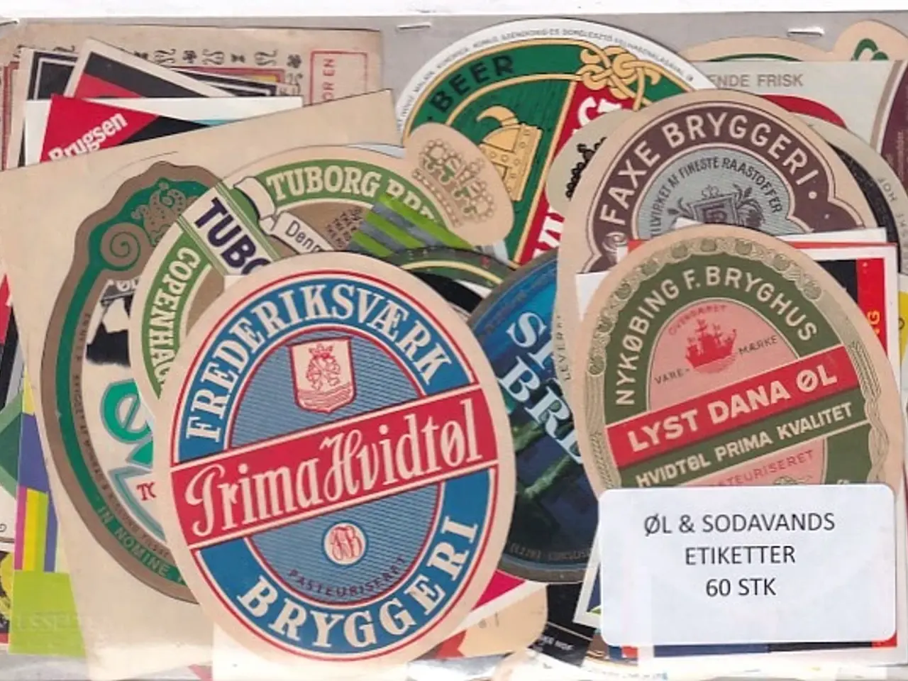 Billede 1 - Øl og Sodavands Etiketter - 60 Stk.