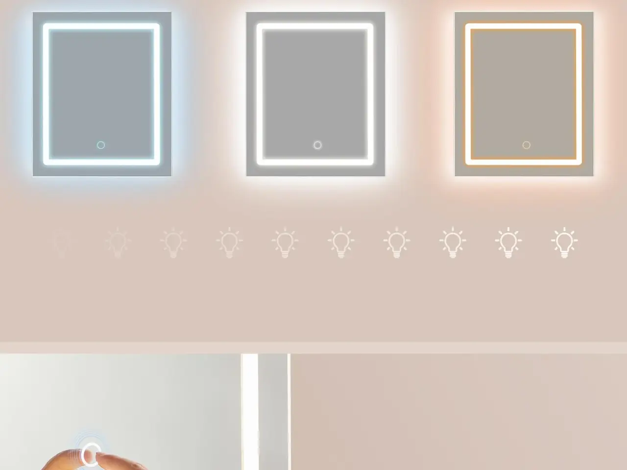 Billede 6 - Toiletbord med LED-spejl og strømudtag - skuffe, åbne hylder og skab med 2 justerbare hylder, hvid (Kailyn, RDT138W01)