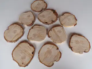 10 thuja træskiver 14 - 17,5 cm skæve faconer