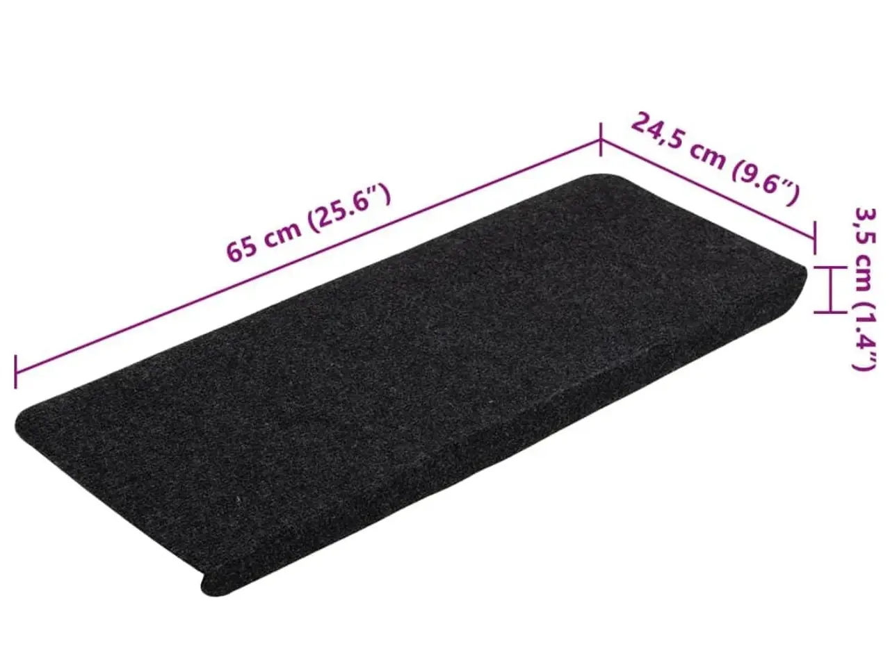 Billede 8 - Selvklæbende trappemåtter - 15 stk., 65 × 24,5 × 3,5 cm, sort