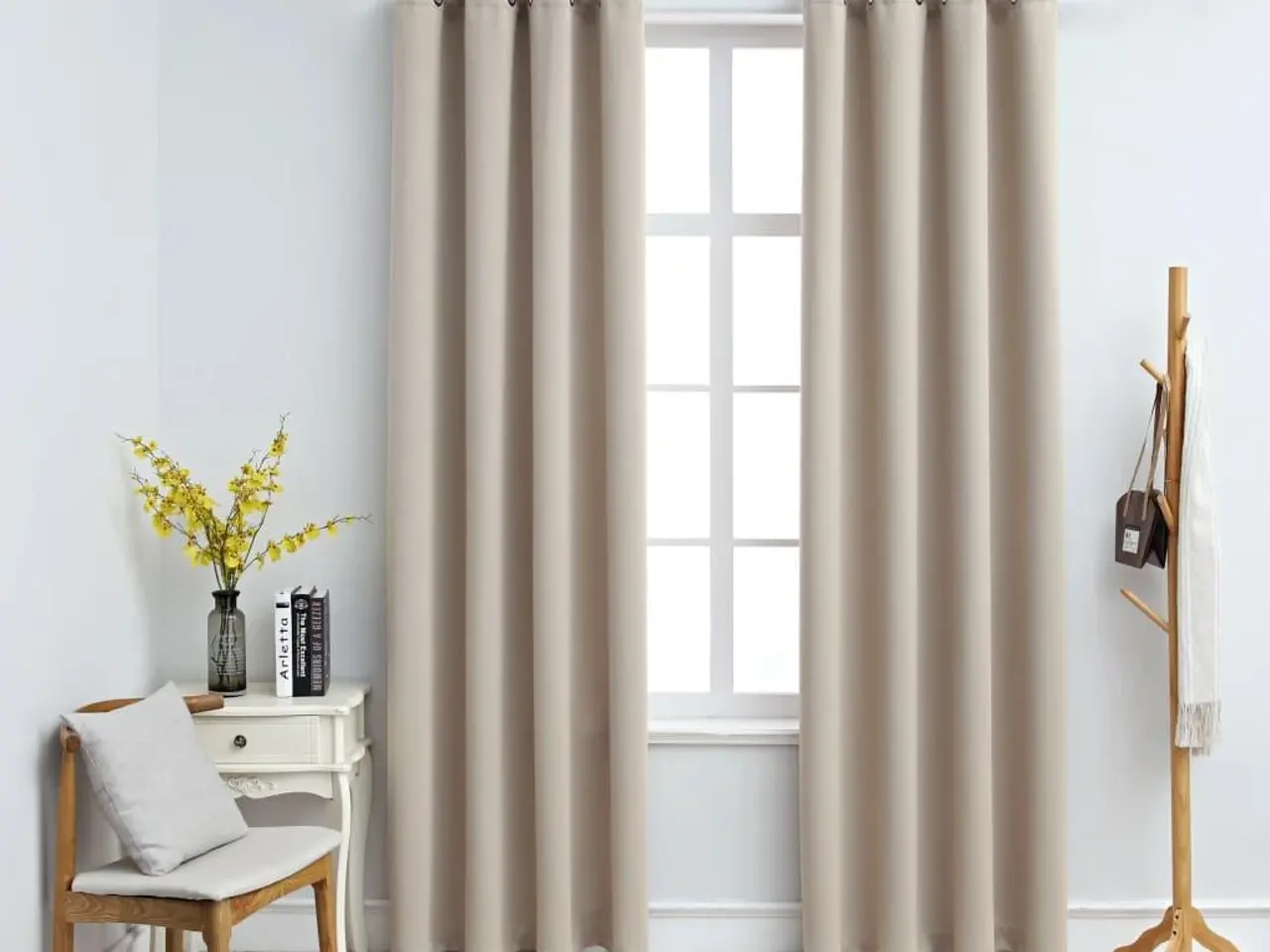 Billede 1 - Mørklægningsgardiner 2 stk. med metalringe 140 × 225 cm - beige