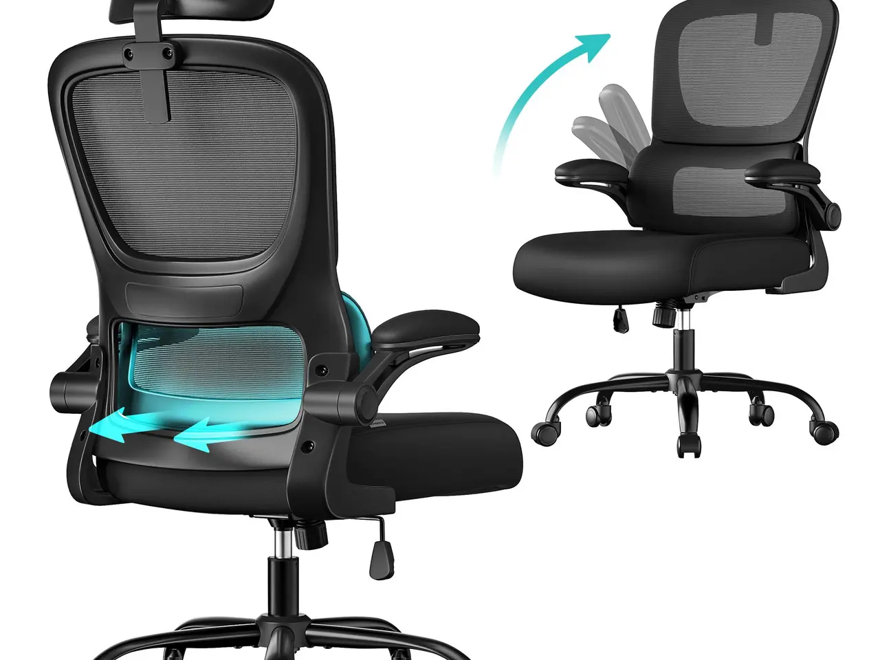 Billede 1 - Ergonomisk kontorstol i mesh OBN041B01 - sort