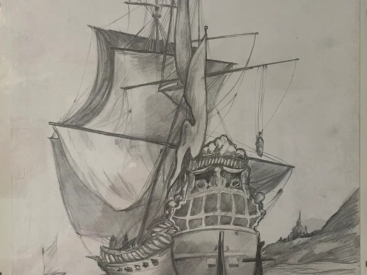 Billede 1 - Original Tegning Af ‘Sørøverskib’ !