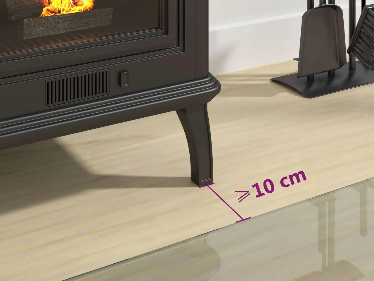 Billede 5 - Glas gulvplade til pejs - transparent 80 × 60 cm, hærdet glas