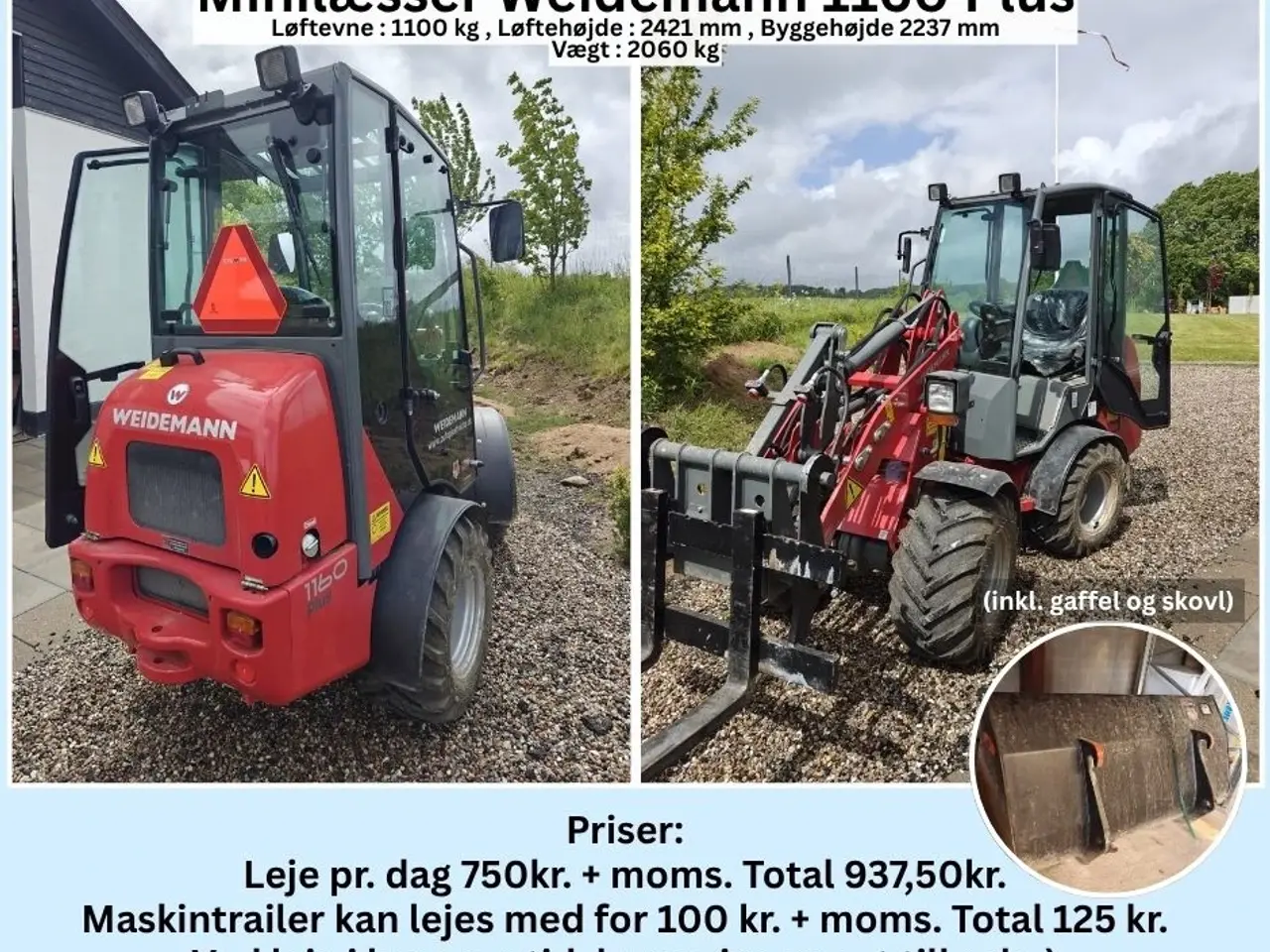 Billede 1 - Minilæsser til leje 750,- kr ex. moms pr. dag