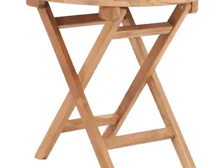 Foldbart havebord i massivt teaktræ - Ø45 × H45 cm
