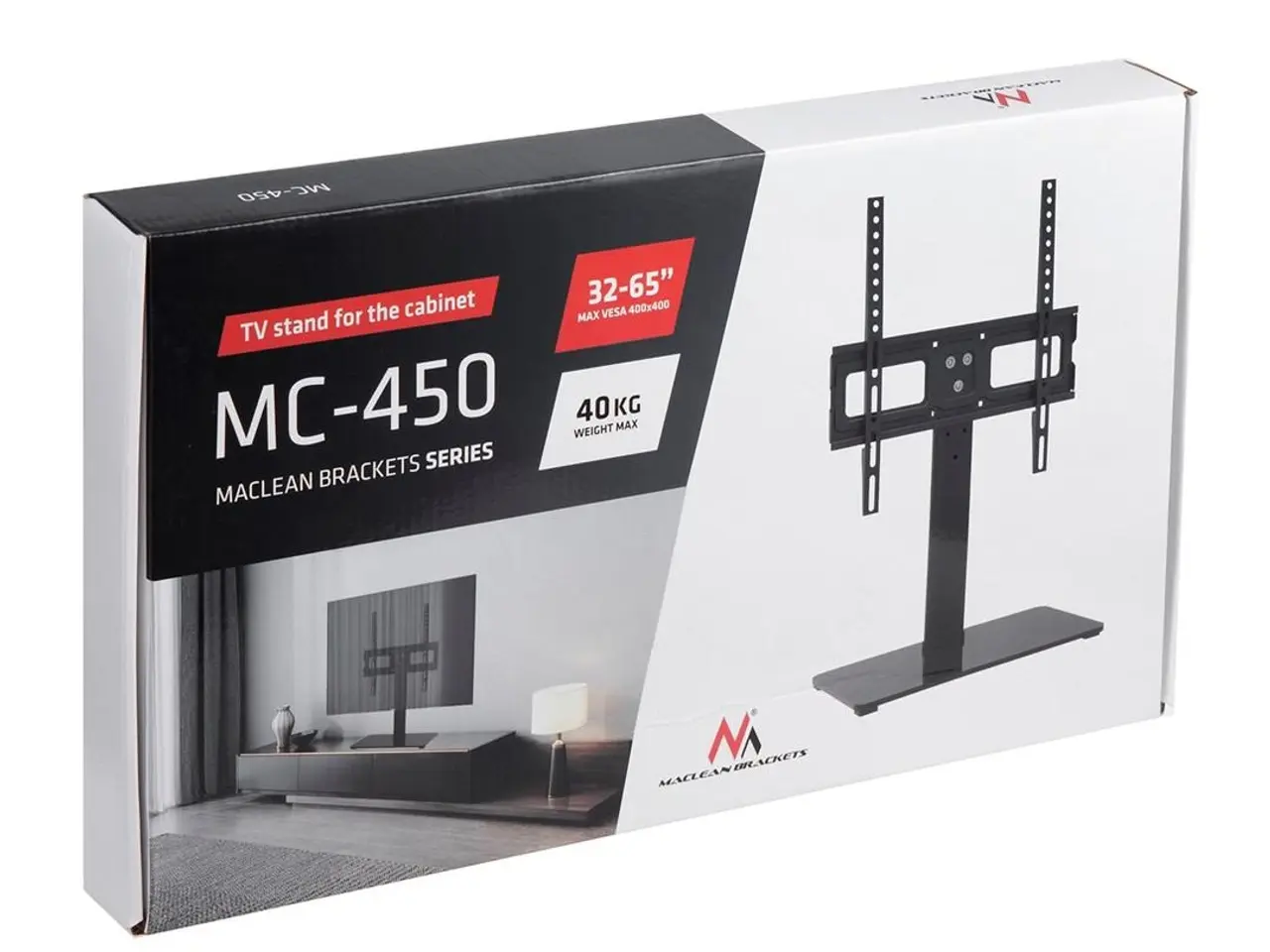 Billede 9 - TV bordstand - Maclean MC-450, universal 32-65", VESA 400×400, hærdet glas, højdejusterbar, max 40 kg