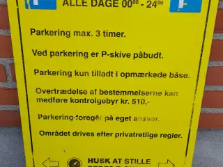 Skilt for parkering