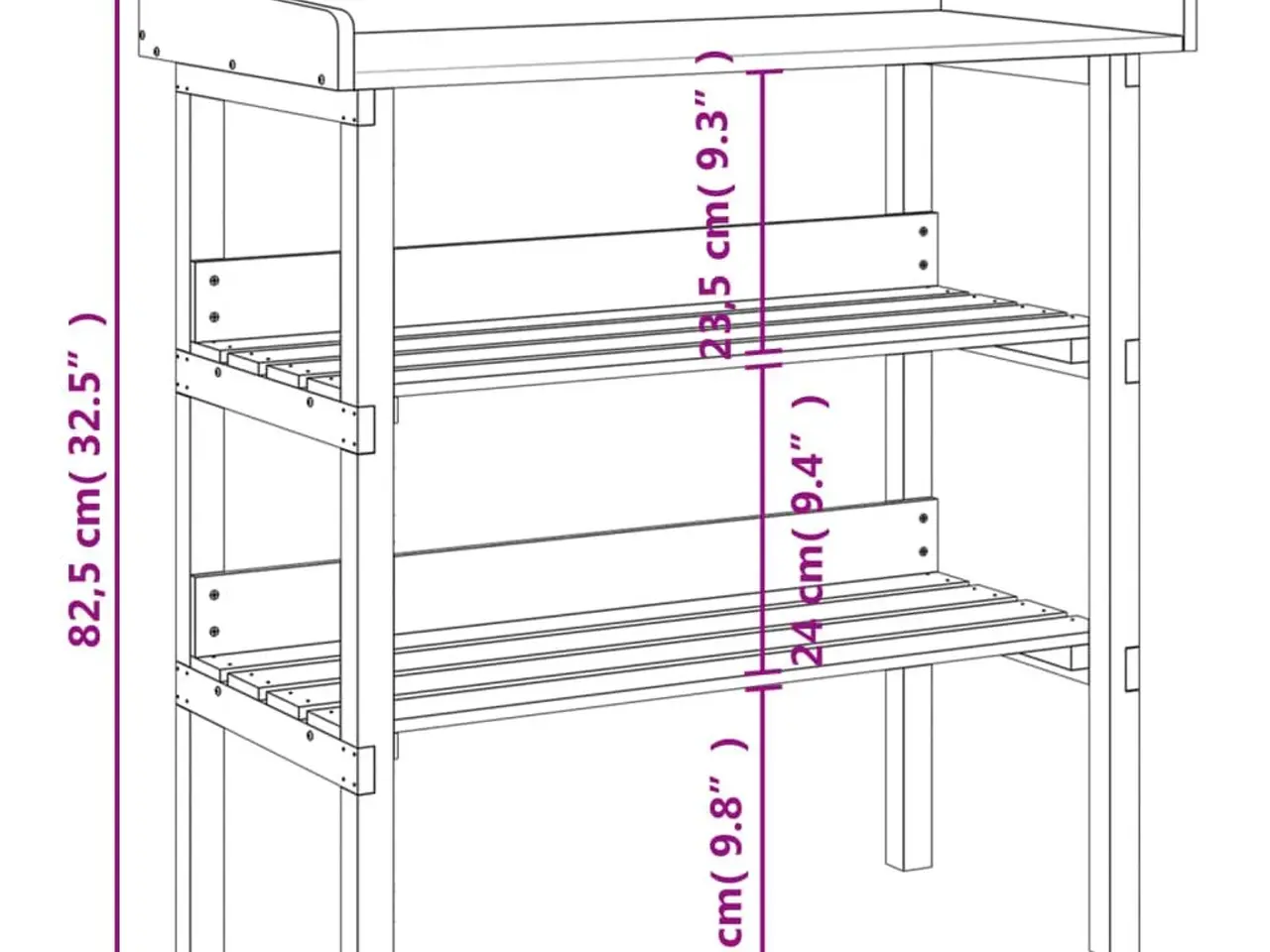 Billede 9 - Plantebord med 2 hylder 78 x 38 x 82,5 cm - grå