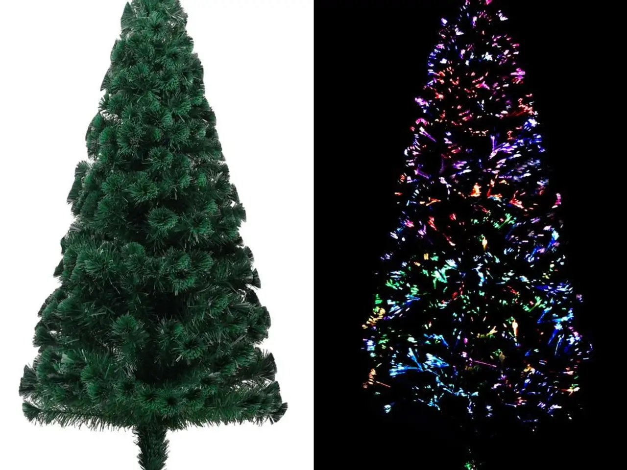 Billede 1 - Kunstigt juletræ med juletræsfod 180 cm fiberoptik grøn