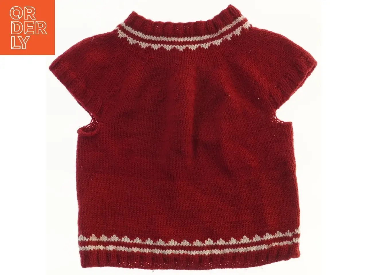 Billede 1 - Rød strikket bluse (str. længde 38 cm, bryst 30 cm)