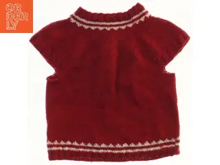 Rød strikket bluse (str. længde 38 cm, bryst 30 cm)