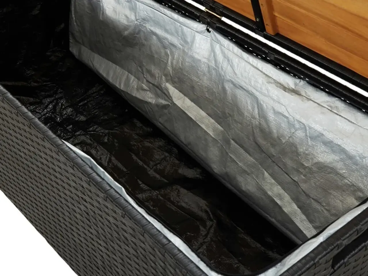 Billede 7 - Havebænk med opbevaring 120 cm i polyrattan - sort