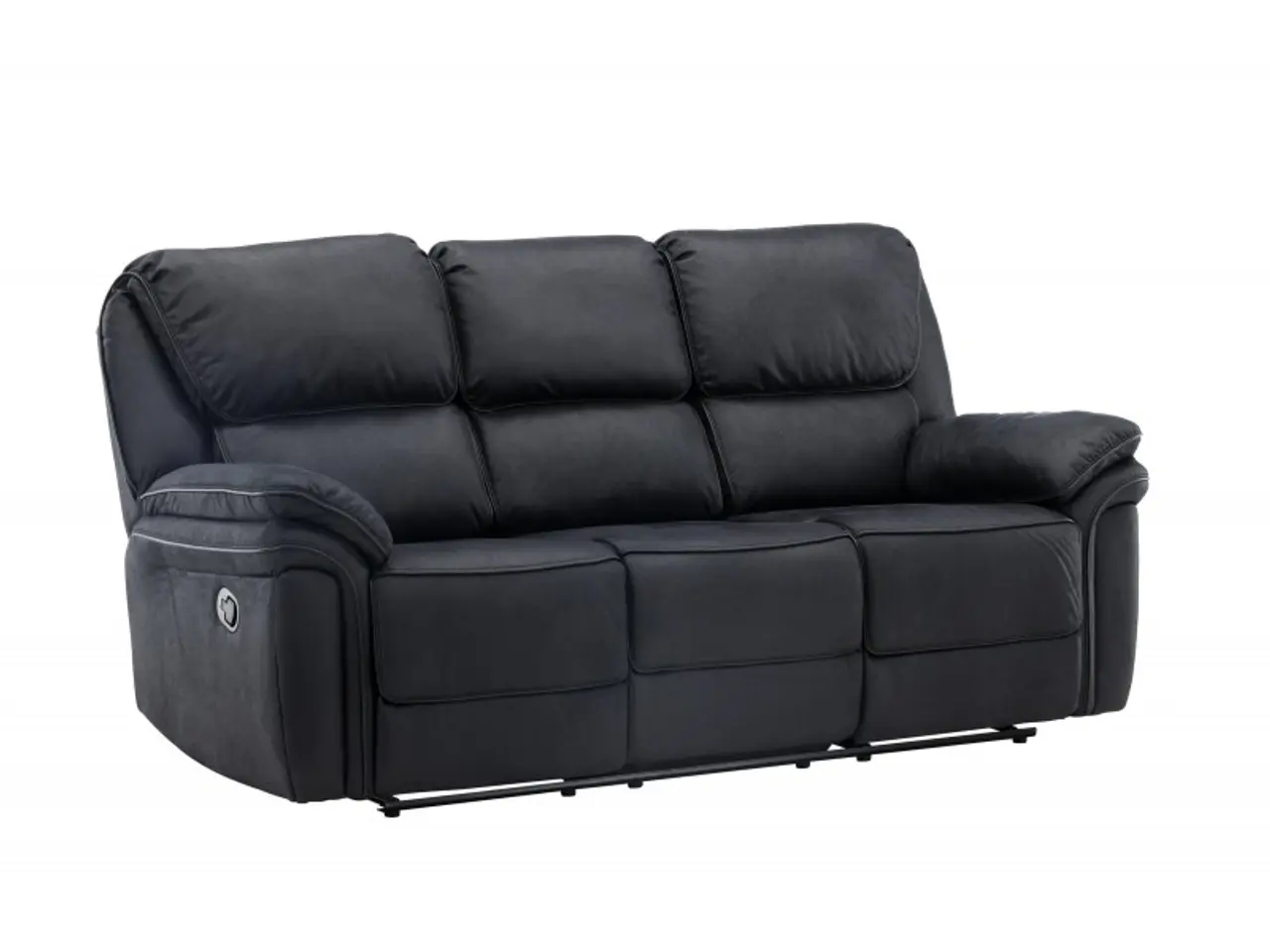 Billede 3 - Christopher 3 pers Recliner Sofa  - Sort Ruskindsblød mikrofiber