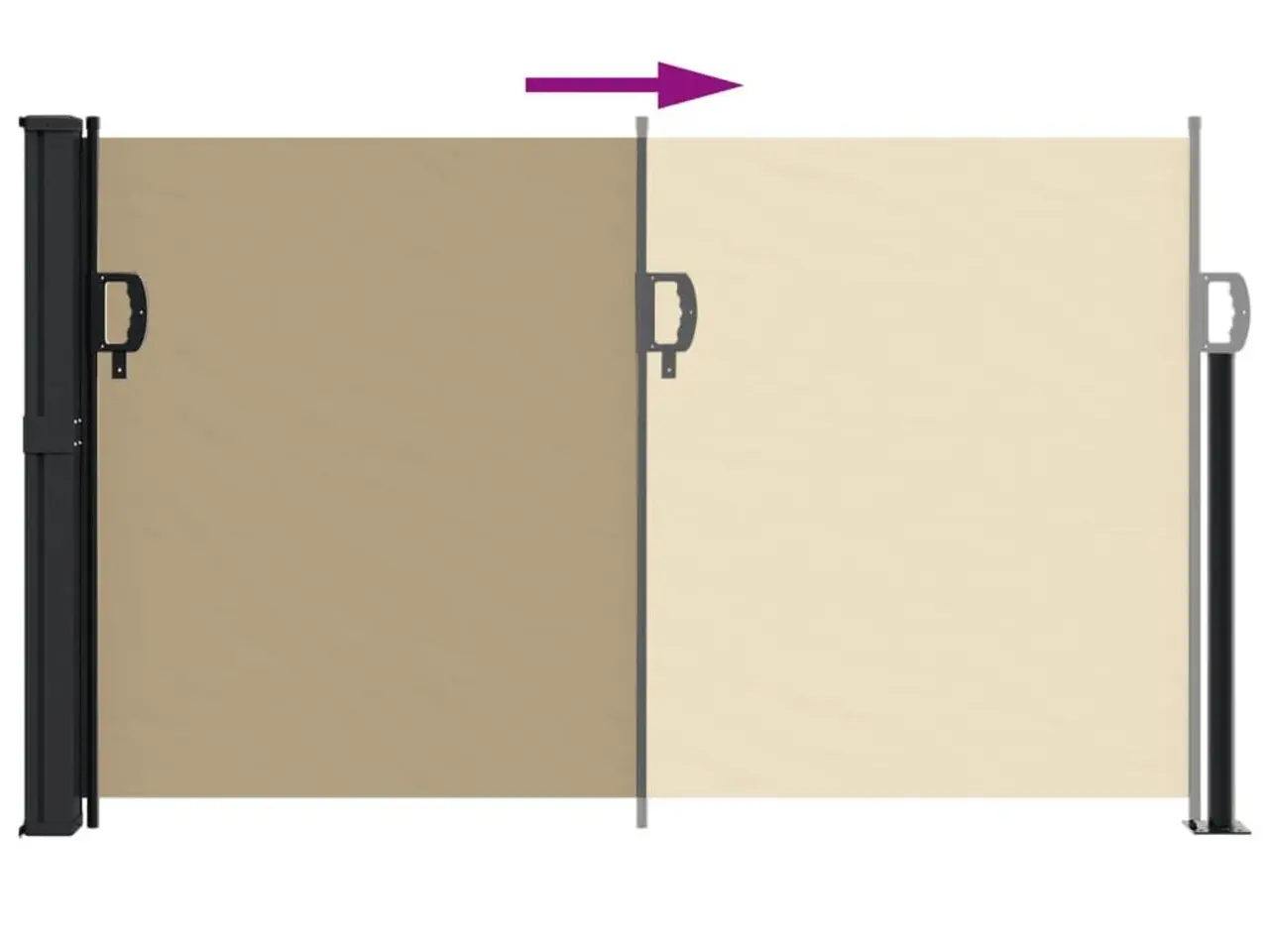 Billede 5 - Sammenrullelig sidemarkise 120 × 500 cm - beige
