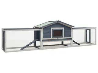 Kaninbur i træ 310 × 70 × 87 cm - grå/hvid, 2 etager