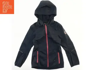Softshell jakke med hætte og lynlås (str. 140)