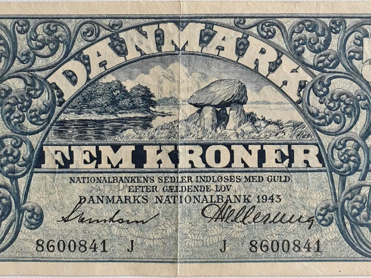 Billede 1 - Dansk 5 krone seddel 1943