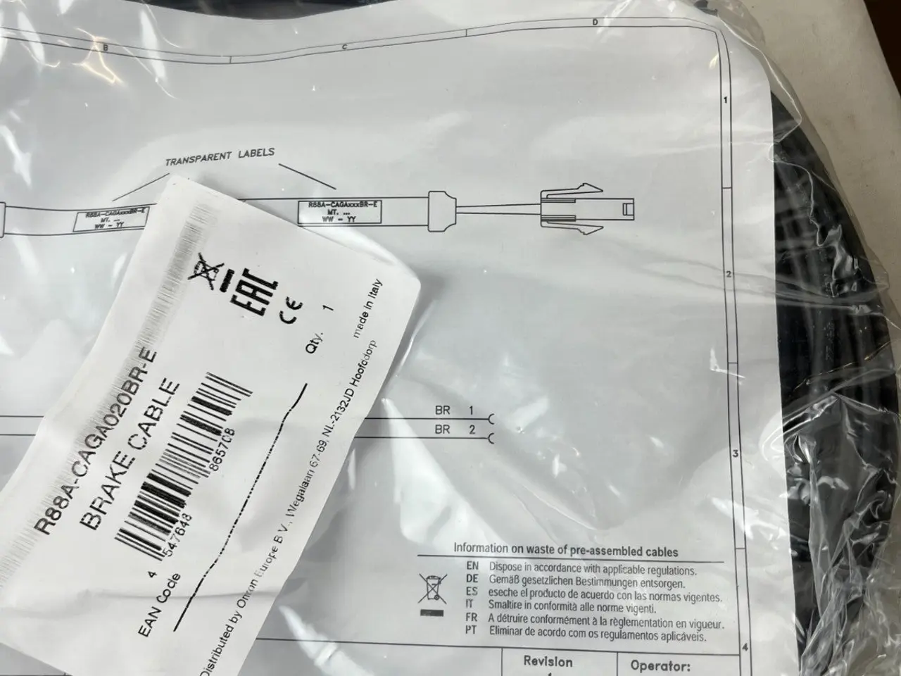 Billede 6 - Omron R88A-CAGA020BR-E servomotor Brake kabel 20 m