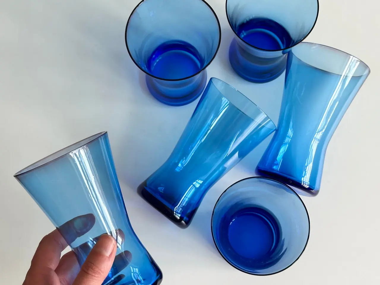 Billede 1 - Røget blå drikkeglas, 6 stk samlet