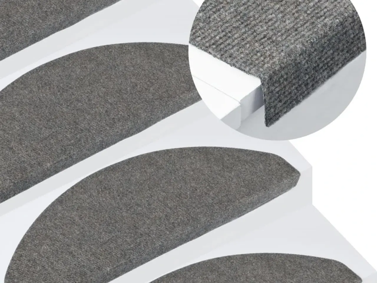 Billede 1 - Trappemåtter 15 stk. - 65 × 22,5 × 3,5 cm - selvklæbende, grå