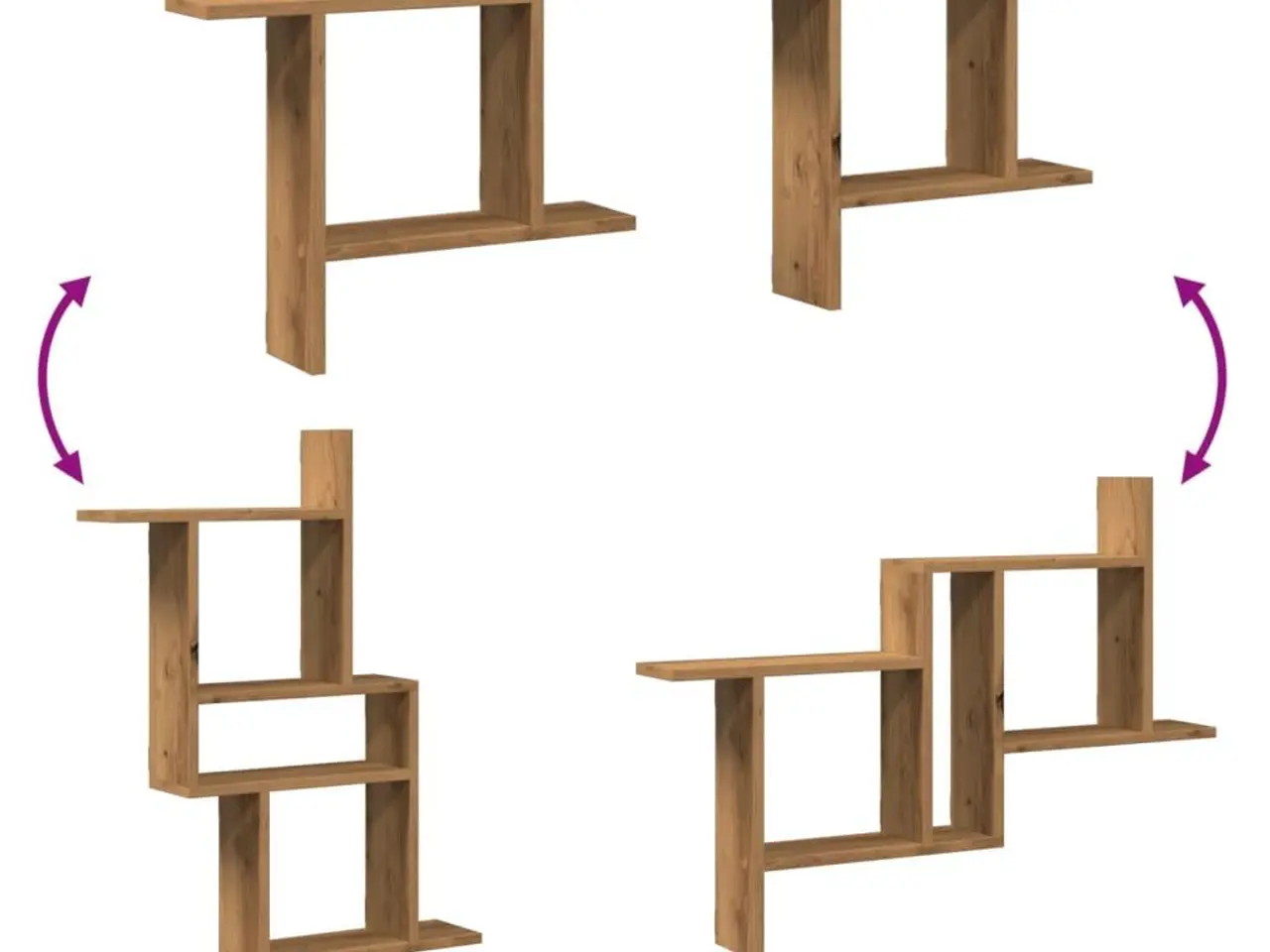 Billede 7 - Væghylder 2 stk. i konstrueret træ - egetræsfarve, 50×12×50 cm