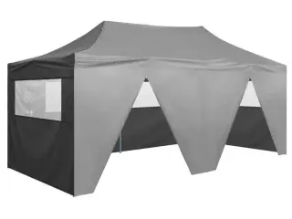 Foldbart festtelt med 4 sidevægge 3 x 6 m stål antracitgrå