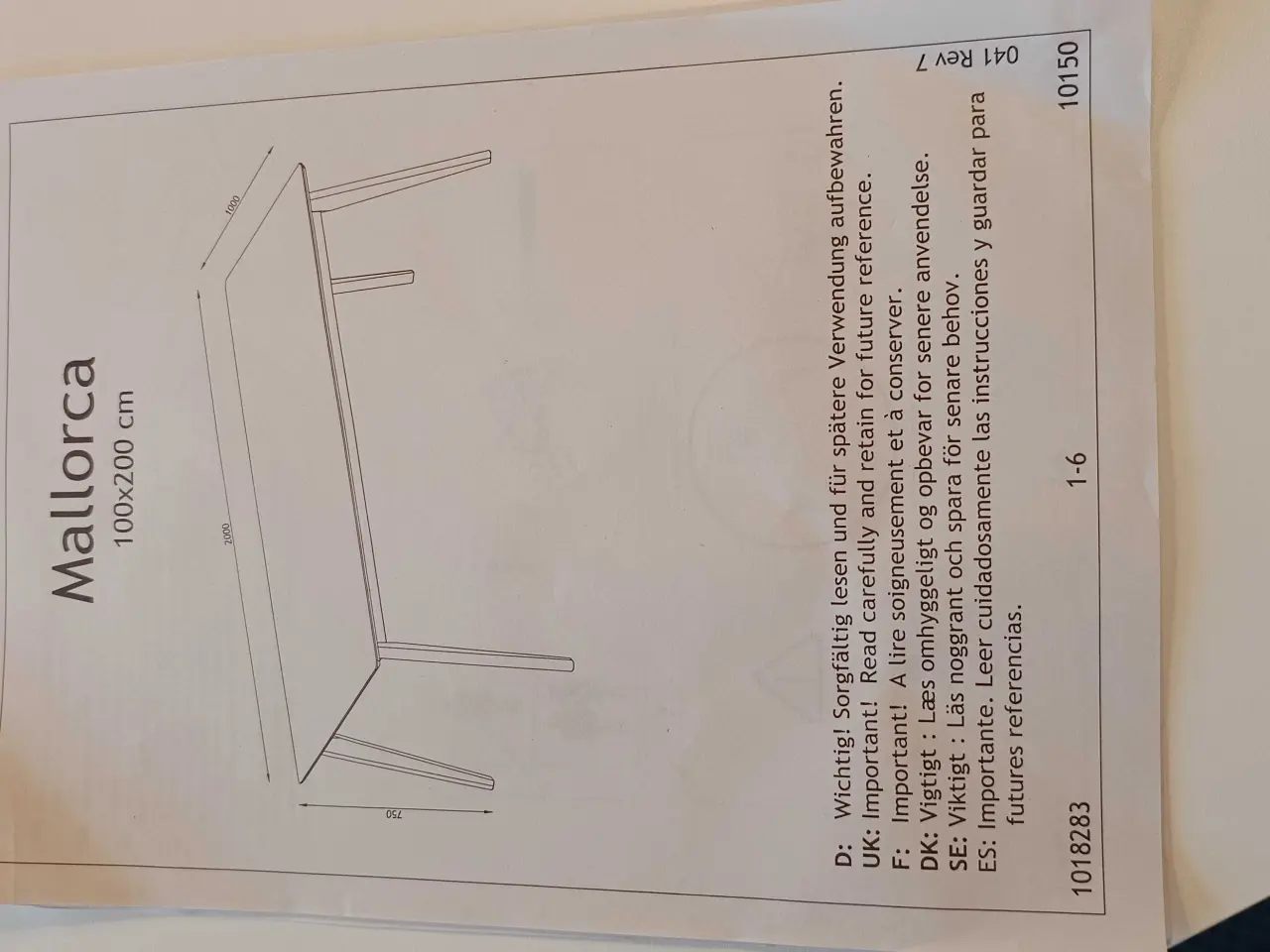 Billede 6 - Hvidt spisebord med træben 100x200 cm