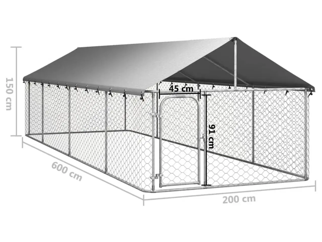 Billede 5 - Udendørs hundebur med tag - 600 x 200 x 150 cm