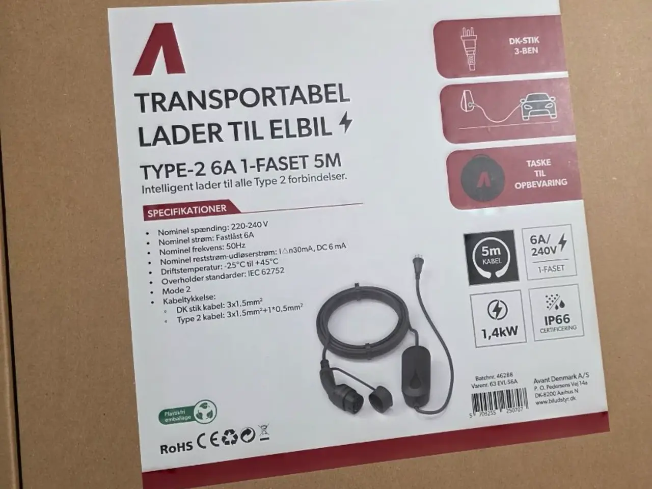 Billede 1 - Ladekabel og transportabel lader til elbil