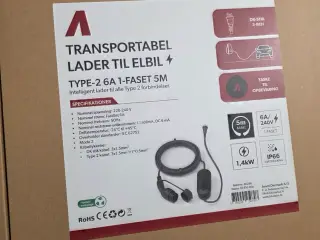 Ladekabel og transportabel lader til elbil