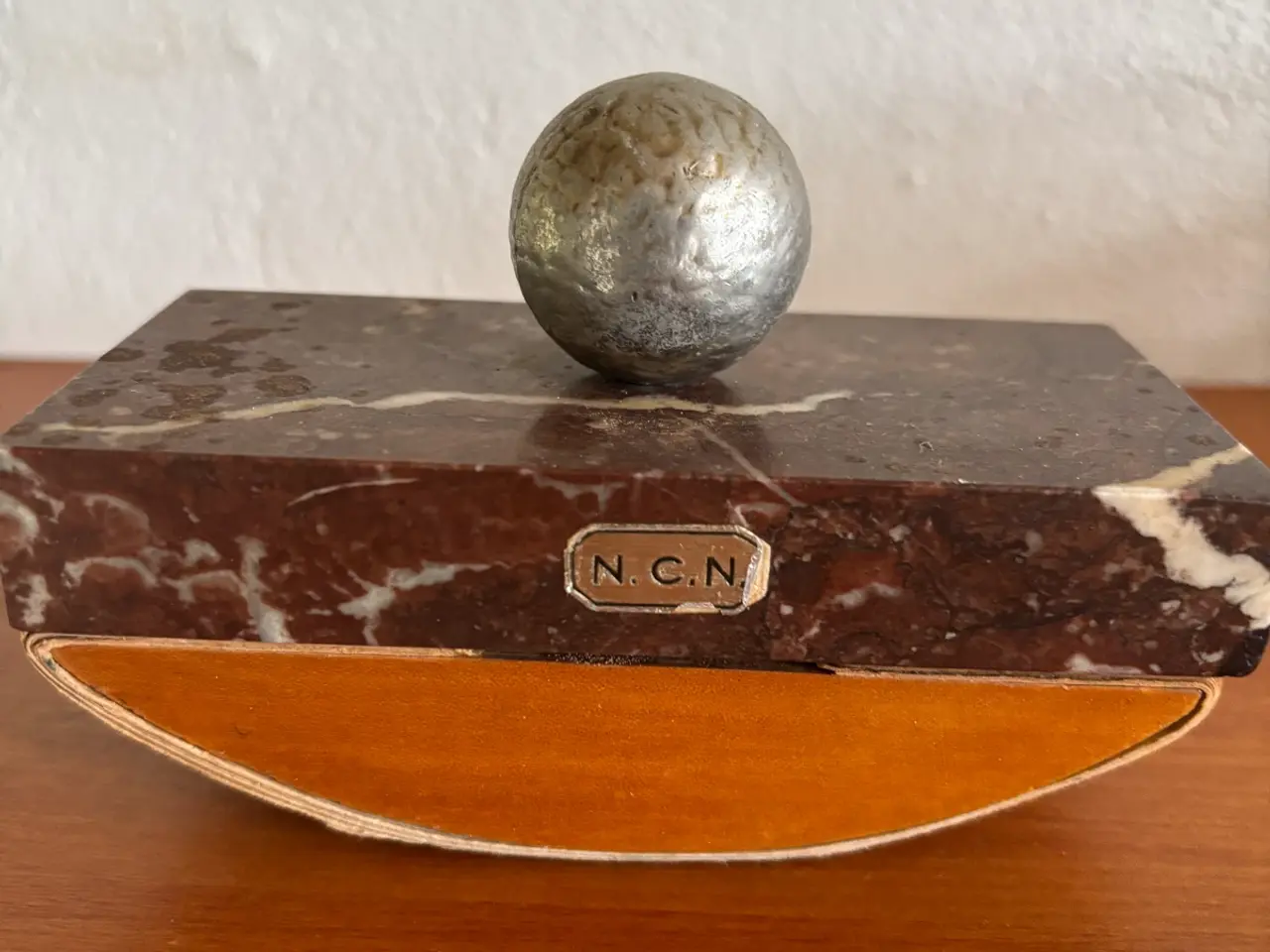 Billede 1 - Smuk vintage blæksuger i rødbrun marmor – Art Deco