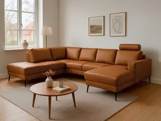Hjort Knudsen Esbjerg Læder U-sofa - Højrevendt