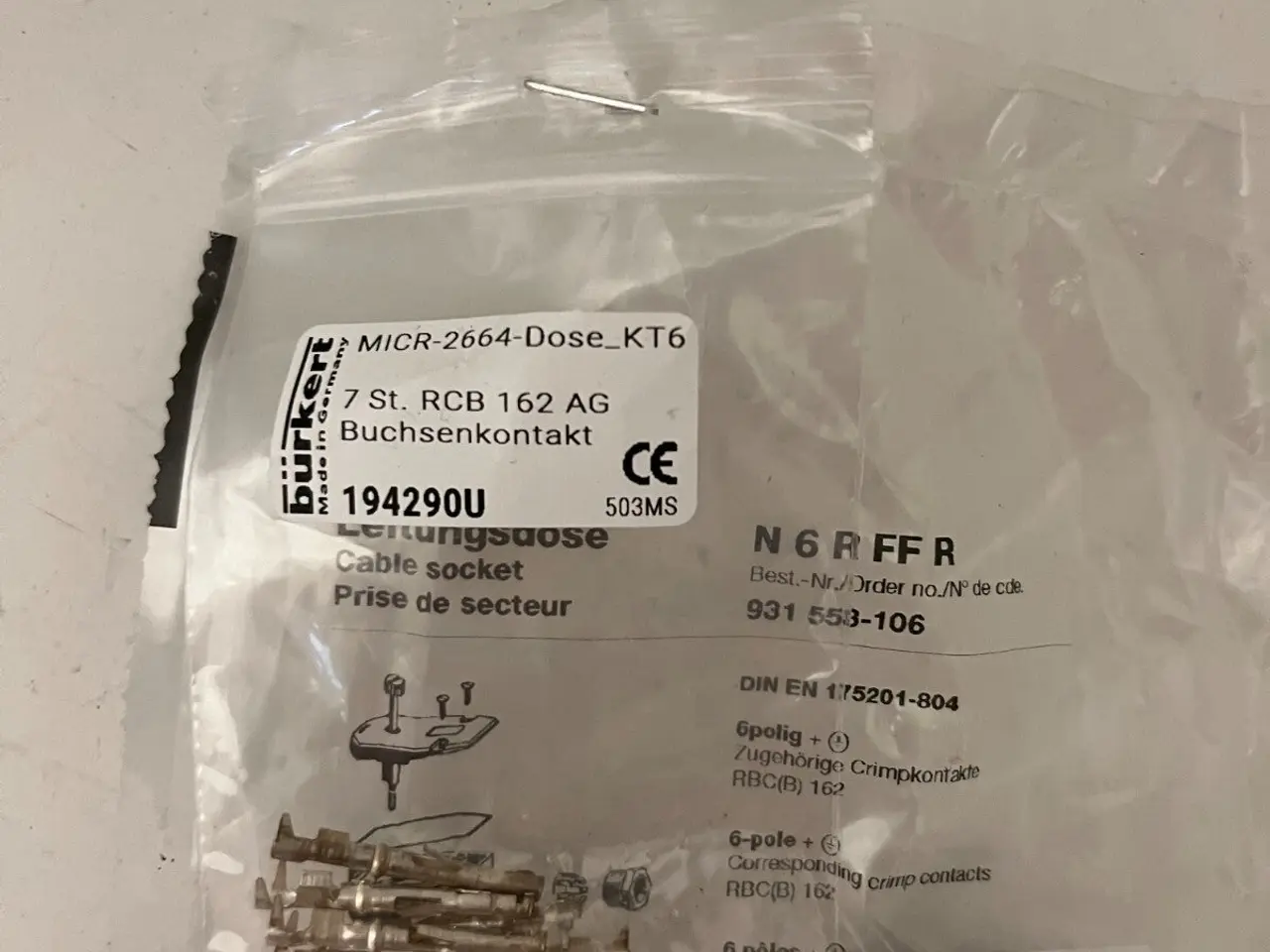 Billede 2 - Hirschmann N6RFFR kabel Socket 931553106 6-Pole