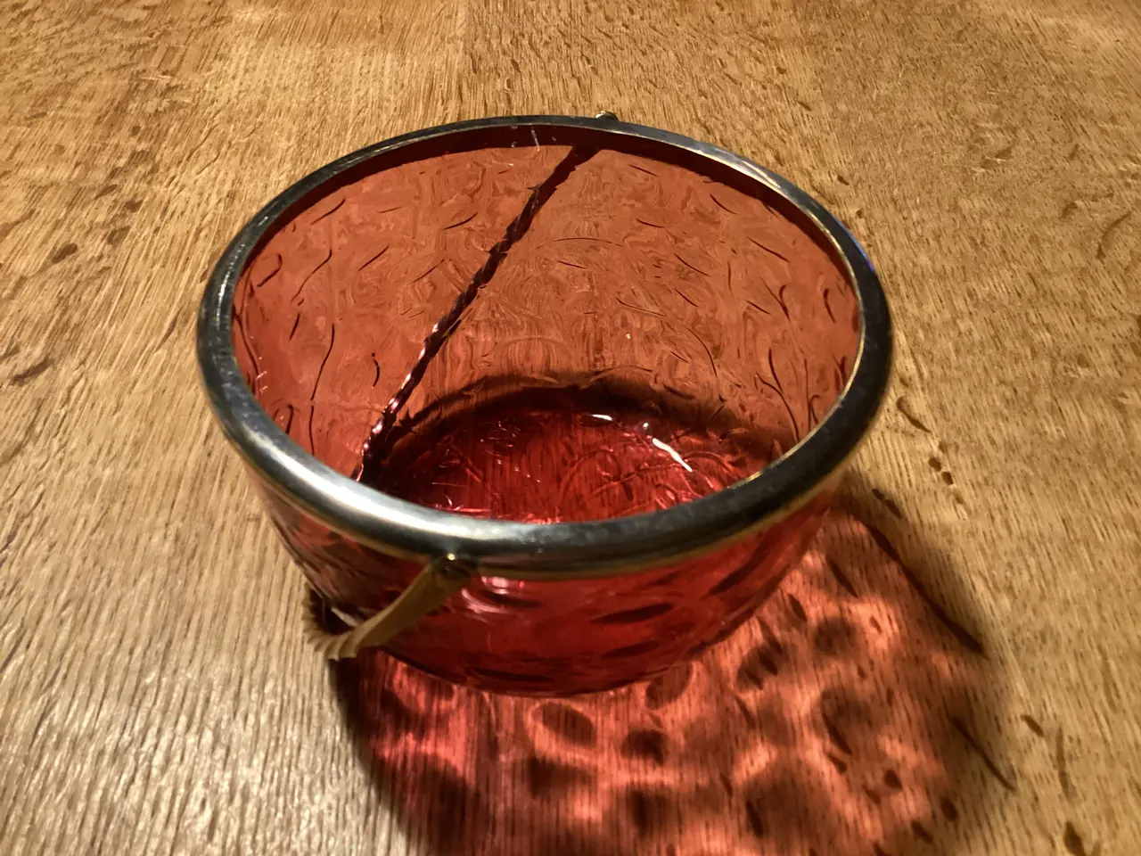 Billede 3 - Kandis skål glas Rosarød mønstret