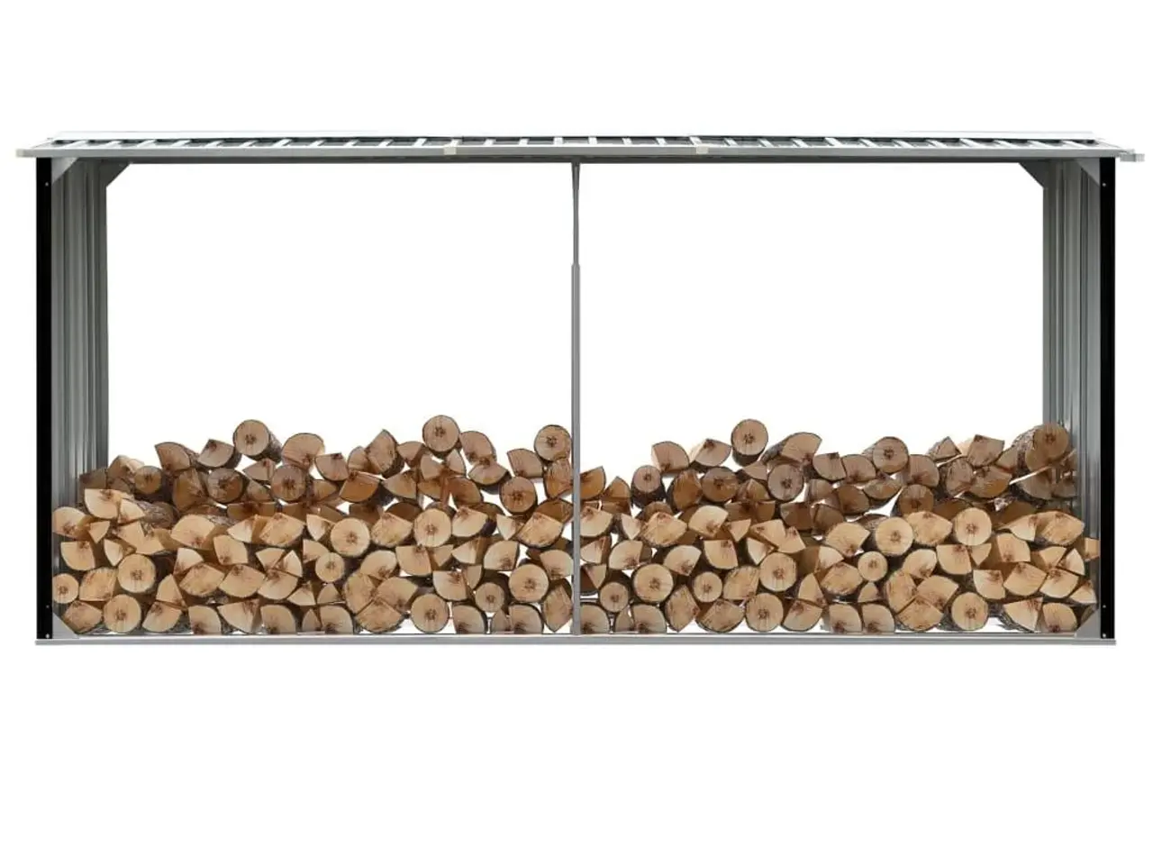 Billede 1 - Brændeskur 330 x 92 x 153 cm galvaniseret stål antracitgrå