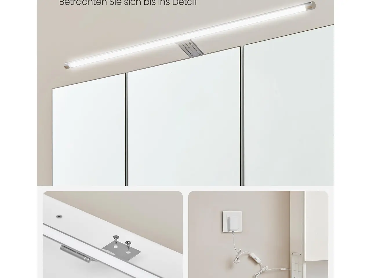 Billede 4 - Badeværelsesskab med spejl og LED-lampe - hvid